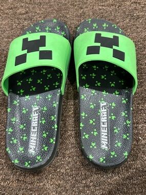 Minecraft Big Boys 3-4 Slide Sandals Summer Unisex slip in shoes (558)